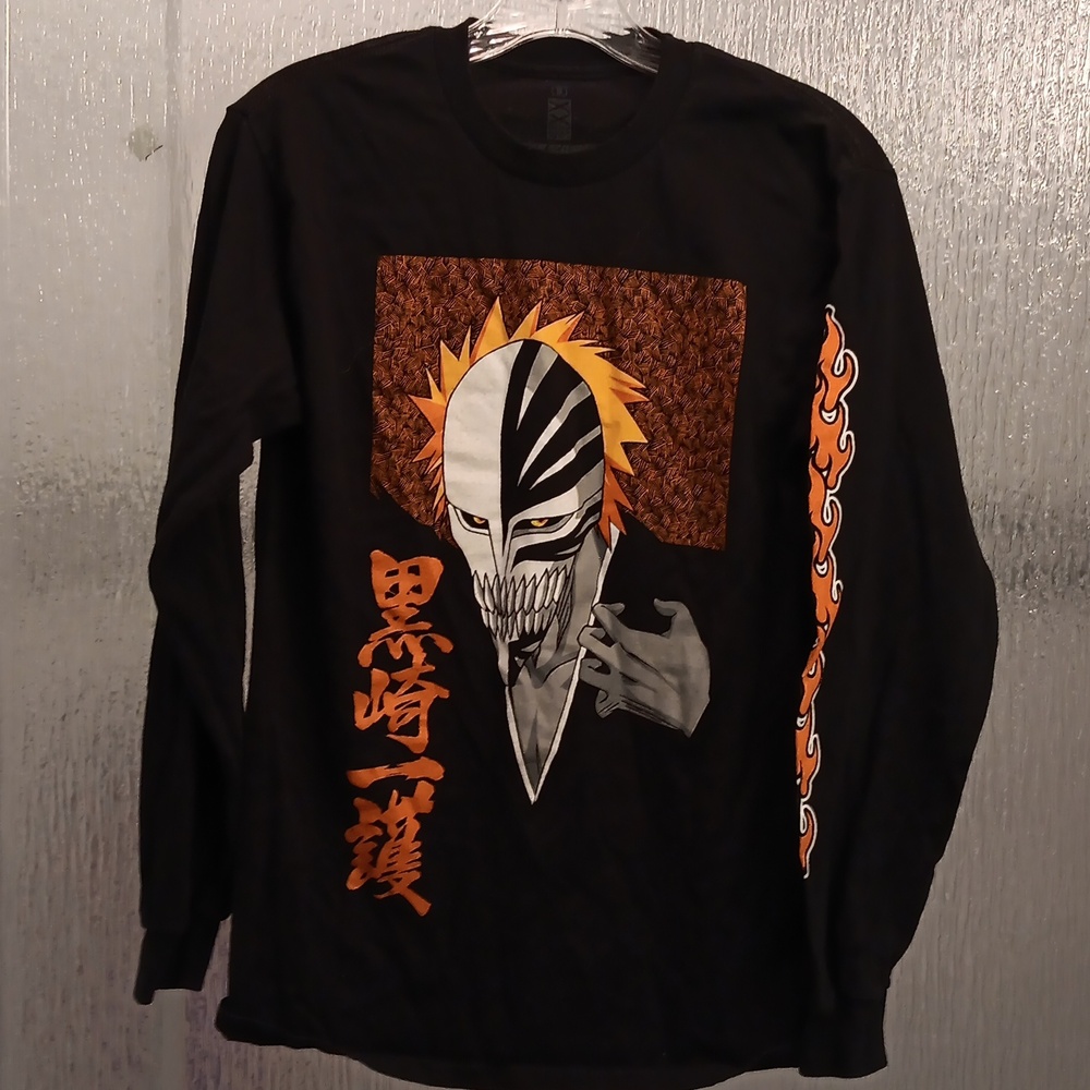 Men's Black and Orange Graphic Long Sleeve Tee